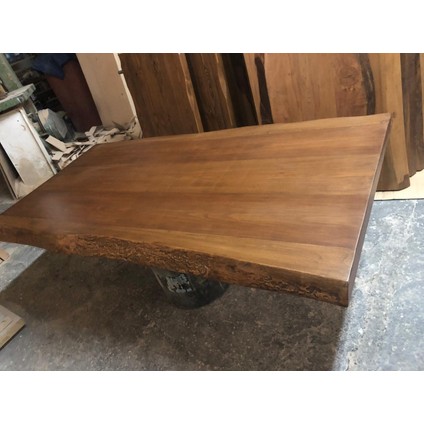 Ceviz Rengi Kütük Yemek Odası Salon Yemek Masası 85X180.CM