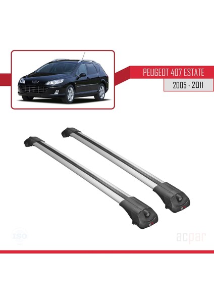 Peugeot 407 Estate 2005-2011 Arası ile Uyumlu Ace-1 Ara Atkı Tavan Barı Gri