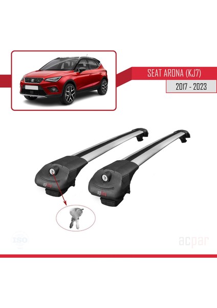 Seat Arona (Kj7) 2017 ve Sonrası ile Uyumlu Ace-1 Ara Atkı Tavan Barı Gri