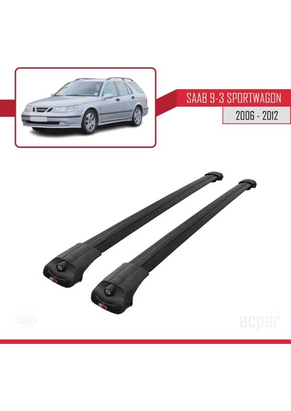 Saab 9-3 Sportwagon 2006-2012 Arası ile Uyumlu Ace-1 Ara Atkı Tavan Barı Siyah modelleri