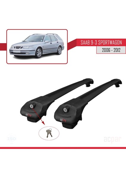 Saab 9-3 Sportwagon 2006-2012 Arası ile Uyumlu Ace-1 Ara Atkı Tavan Barı Siyah fırsatları