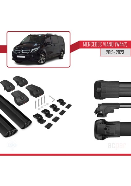 Mercedes Viano (W447) 2015 ve Sonrası ile Uyumlu Ace-1 Ara Atkı Tavan Barı Siyah indirimleri
