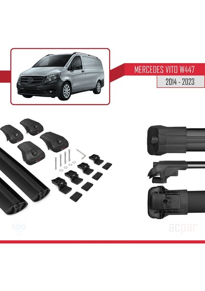 Mercedes Vito (W447) 2014 ve Sonrası ile Uyumlu Ace-1 Ara Atkı Tavan Barı Siyah
