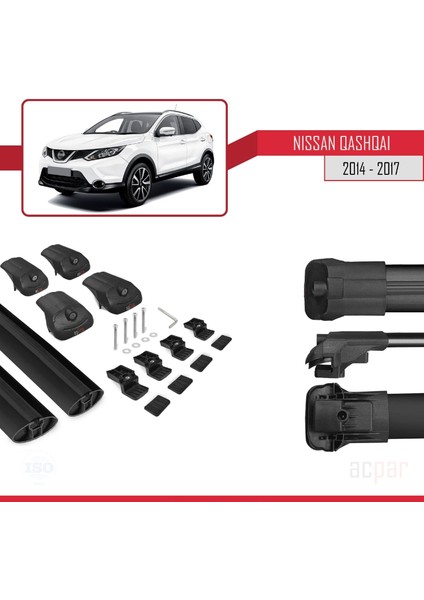Nissan Qashqai 2014-2017 Arası ile Uyumlu Ace-1 Ara Atkı Tavan Barı Siyah indirimleri