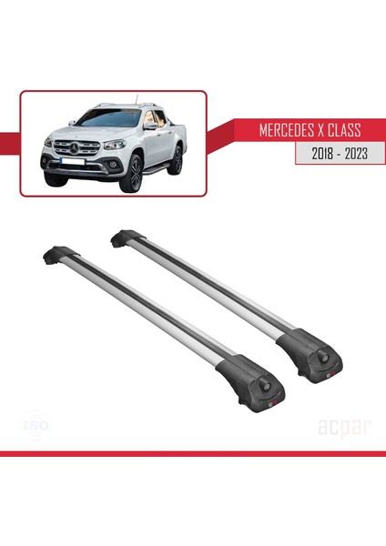 Mercedes x Class 2018 ve Sonrası ile Uyumlu Ace-1 Ara Atkı Tavan Barı Gri modelleri