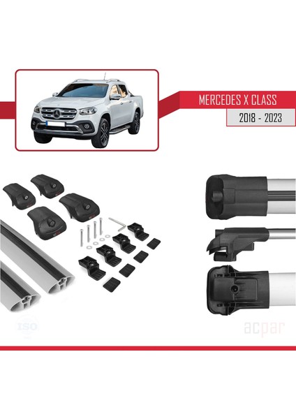 Mercedes x Class 2018 ve Sonrası ile Uyumlu Ace-1 Ara Atkı Tavan Barı Gri indirimleri