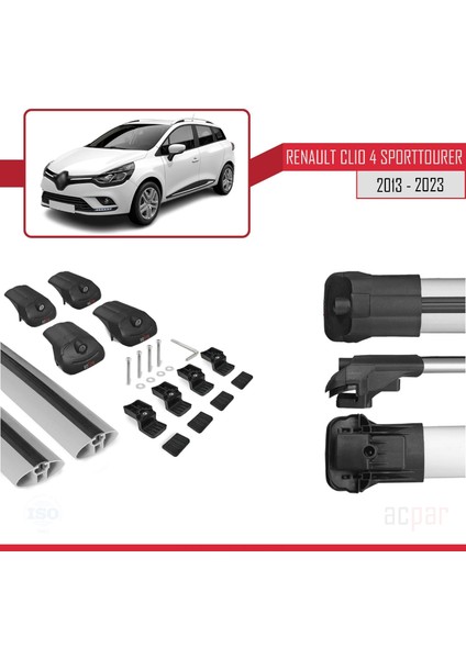 Renault Clio Sport Tourer 2013 ve Sonrası ile Uyumlu Ace-1 Ara Atkı Tavan Barı Gri indirimleri