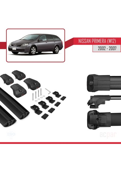 Nissan Primera (W12) 2002-2007 Arası ile Uyumlu Ace-1 Ara Atkı Tavan Barı Siyah