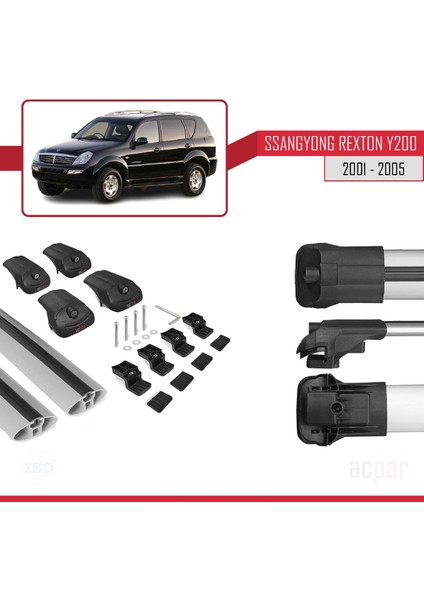 Ssangyong Rexton Y200 2001-2005 Arası ile Uyumlu Ace-1 Ara Atkı Tavan Barı Gri indirimleri