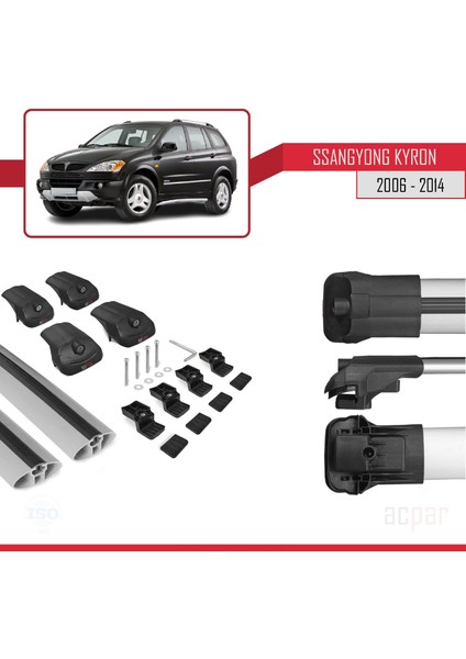 Ssangyong Kyron 2006-2014 Arası ile Uyumlu Ace-1 Ara Atkı Tavan Barı Gri