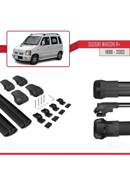 Suzuki Wagon R+ 1998-2003 Arası ile Uyumlu Ace-1 Ara Atkı Tavan Barı Siyah
