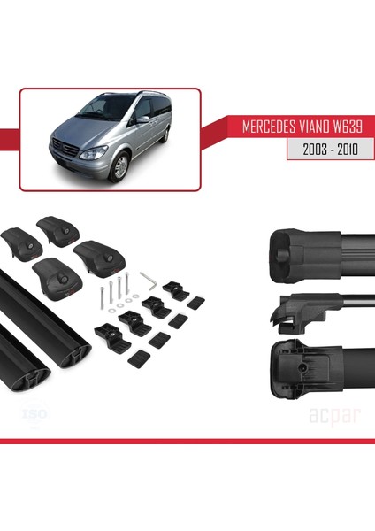 Mercedes Viano 2003-2010 Arası ile Uyumlu Ace-1 Ara Atkı Tavan Barı Siyah indirimleri
