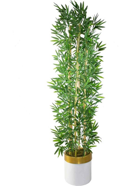 Yapay Bambu Ağacı 185 cm Beyaz Gold Metal Saksı fiyatları