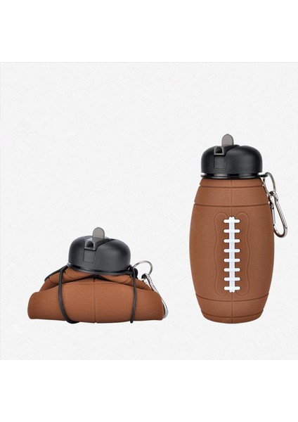 Çocuklar/öğrenciler/dış Mekan Sporları Için 550ML Katlanabilir Silikon Su Şişesi Bardağı (Rugby Topu) (Yurt Dışından)