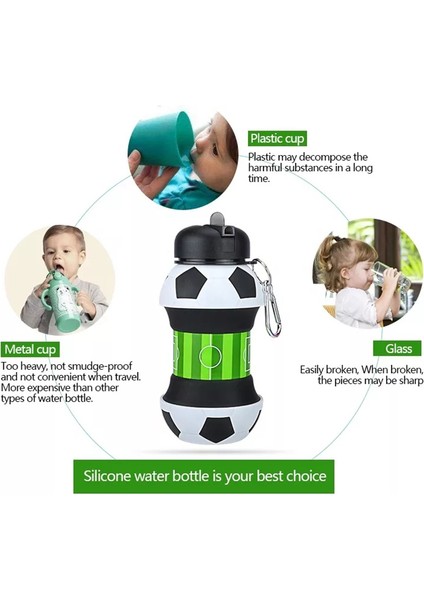 Çocuklar/öğrenciler/dış Mekan Sporları Için 550ML Katlanabilir Silikon Su Şişesi Bardağı (Rugby Topu) (Yurt Dışından) indirimleri