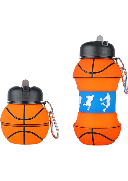 Çocuklar/öğrenciler/dış Mekan Sporları Için 550ML Katlanabilir Silikon Su Şişesi Bardağı (Basket Topu) (Yurt Dışından)