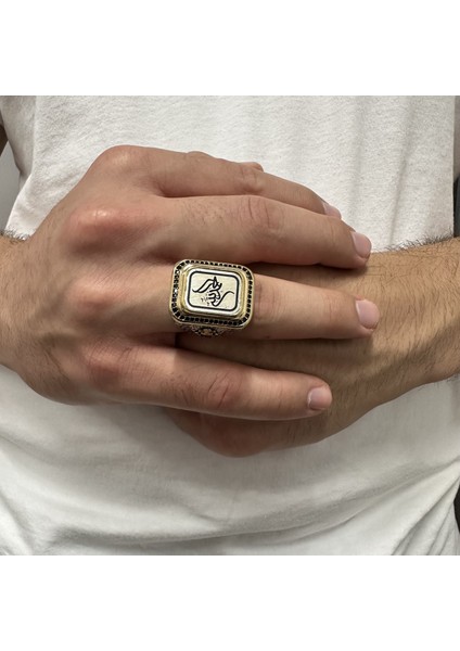 925 Ayar Gümüş Lazer Islemeli Elhamdülillah Yazılı Erkek Yüzük modelleri