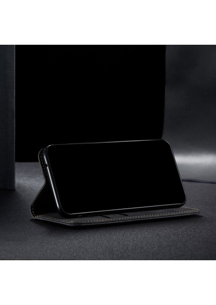 Xiaomi Redmi Note 11S Için Kot Deri Flip Cüzdan Standlı Telefon Kılıfı - Siyah (Yurt Dışından)