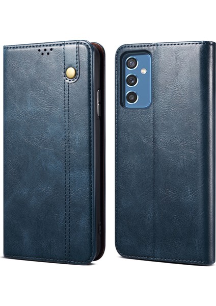 Samsung Galaxy M52 5g Için Pu Deri Manyetik Flip Cüzdan Standlı Telefon Kılıfı - Mavi (Yurt Dışından)