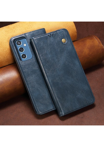Samsung Galaxy M52 5g Için Pu Deri Manyetik Flip Cüzdan Standlı Telefon Kılıfı - Mavi (Yurt Dışından) fırsatları