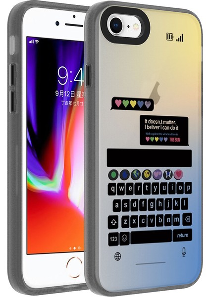 - Apple iPhone SE 2022 - Kılıf Desenli Dragon Sert Kapak - Klavye - T27904