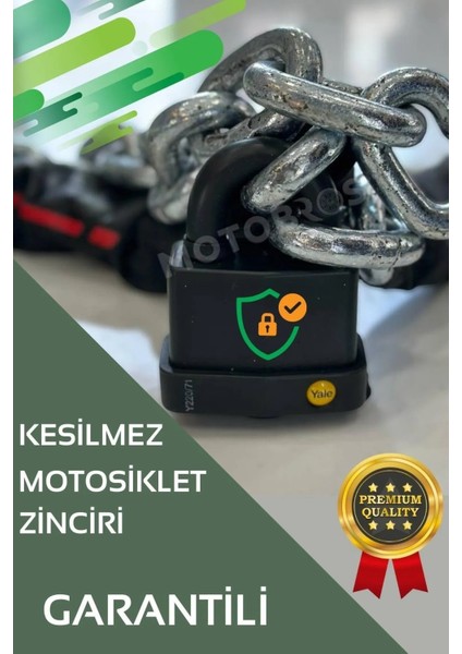 Kesilmez Galvanizli 13MM Motosiklet- Bisiklet Zincir ve Kilit 1.5 Metre