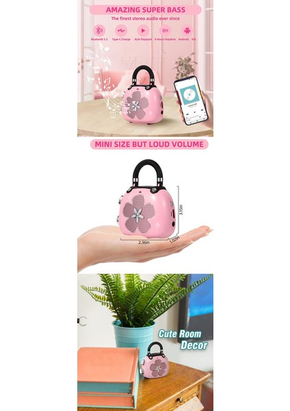 Sevimli Mini Taşınabilir Bluetooth Hoparlör - Pembe (Yurt Dışından) fiyatları