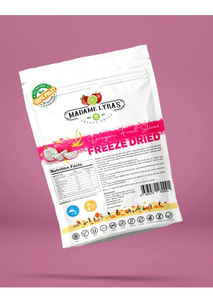 8'li Kutu x 16 gr Freeze Dried (Dondurularak Kurutulmuş) Beyaz Ejder Meyvesi Dilimleri