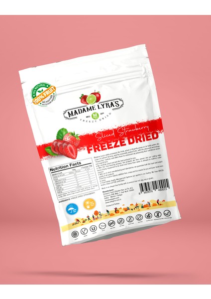 8'li Kutu x 16 gr Freeze Dried (Dondurularak Kurutulmuş) Çilek Dilimleri