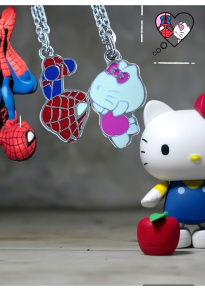 Hello Kitty Spiderman Sevgili Çift Kolye (2 Adet Kolye )