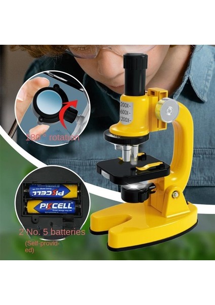 Çocuklar Hd 1200x Mikroskop Oyuncak Seti (Yurt Dışından)