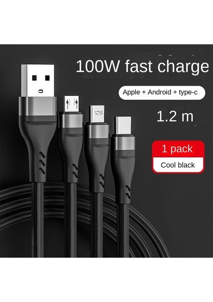 Hızlı Şarj Veri Kablosu Bir Adet Üç Adet 6a Süper Hızlı Şarj Kablosu Huawei Apple Android Telefon Için 1 Adet (Yurt Dışından)