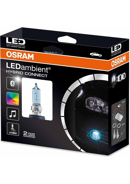 Hb3 9005 Ledambient Hybrid Connect Çok Renkli Far Ampul Seti (1 Takım - 2 Adet)