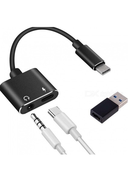2'si 1 Arada USB Type-C - 3,5 mm Kulaklık Ses Jakı Şarj Kablosu Adaptörü + USB 3.0 Erkek Dönüştürücü Adaptör (Yurt Dışından)