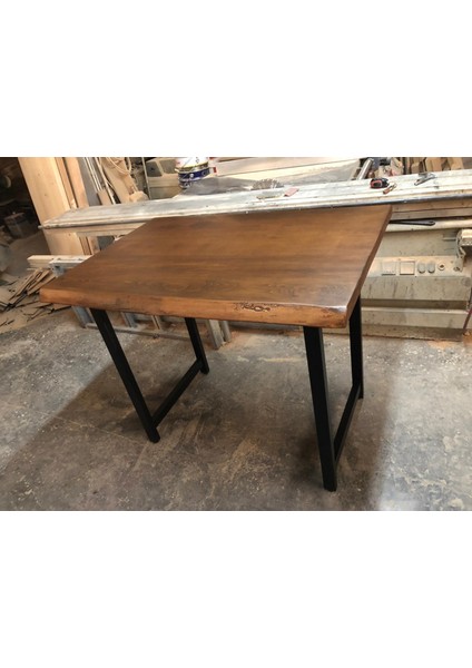Gürgen Ağacı Doğal Kenar Ceviz Rengi Kütük Bar Masası Ölçüsü 120X75X105.CM