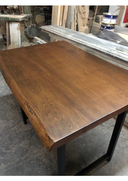 Gürgen Ağacı Doğal Kenar Ceviz Rengi Kütük Bar Masası Ölçüsü 120X75X105.CM