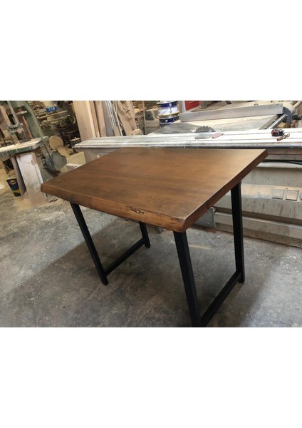 Gürgen Ağacı Doğal Kenar Ceviz Rengi Kütük Bar Masası Ölçüsü 120X75X105.CM