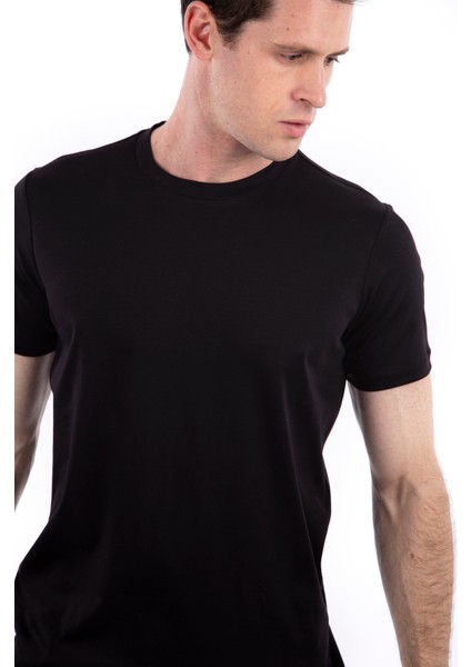 Bisiklet Yaka %100 Pamuk Erkek T-Shirt