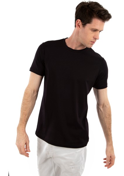 Bisiklet Yaka %100 Pamuk Erkek T-Shirt