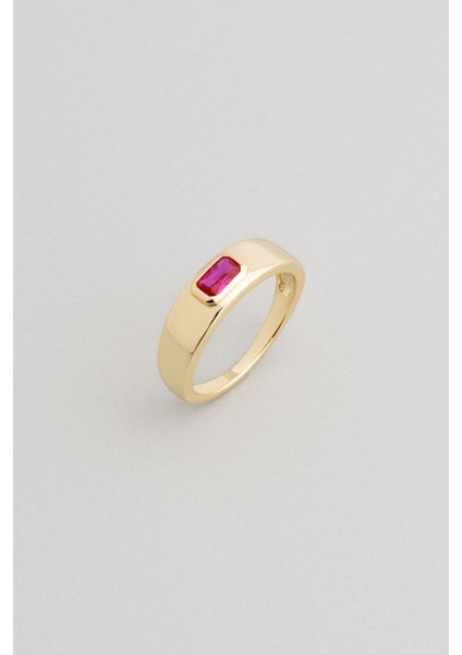 Minimal Renk 18 Ayar Sarı Altın Kaplama Gümüş Yüzük