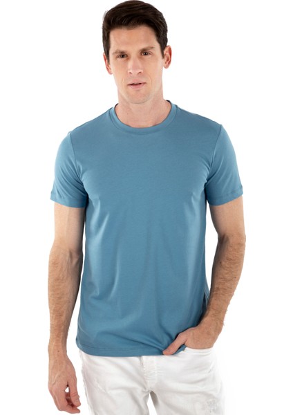 Bisiklet Yaka %100 Pamuk Erkek T-Shirt