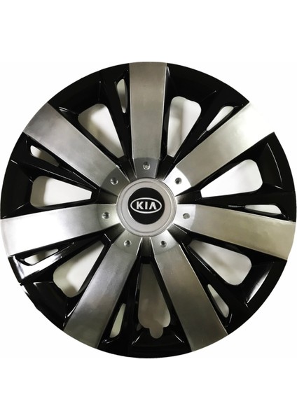 Kia Ceed Uyumlu 15 Inç Piano Black Siyah Beyaz Renkli Jant Kapağı 4 Adet