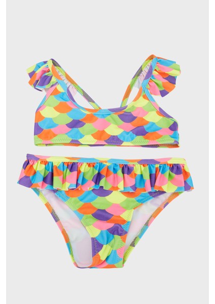 Honey Fırfırlı 50+ Upf Korumalı Hızlı Kuruyan Sırt Detaylı Bikini Kız Çocuk Bikini SM22110233