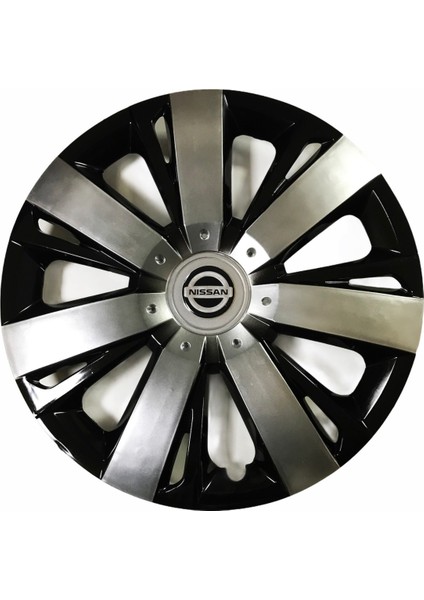 Nissan Primera Uyumlu 15 Inç Piano Black Siyah Beyaz Renkli Jant Kapağı 4 Adet