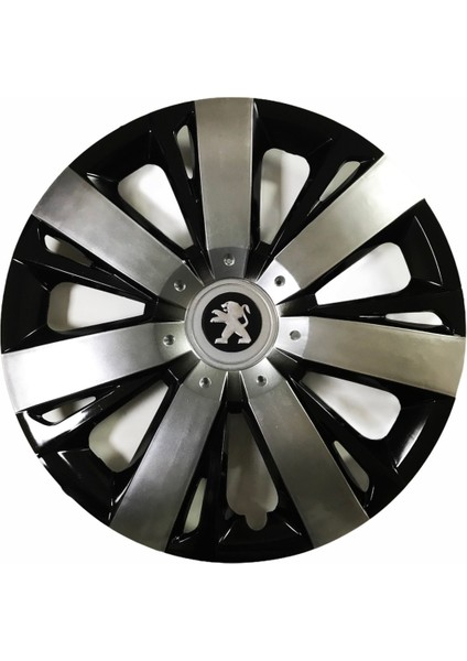 Peugeot Partner Uyumlu 15 Inç Piano Black Siyah Beyaz Renkli Jant Kapağı 4 Adet