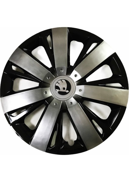 Skoda Yeti Uyumlu 15 Inç Piano Black Siyah Beyaz Renkli Jant Kapağı 4 Adet