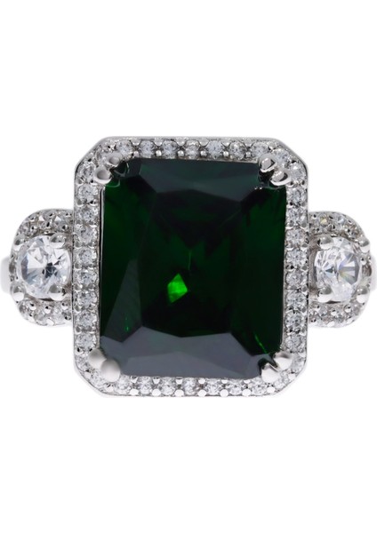 Kadın Zümrüt Renk Gösterişli Yüzük