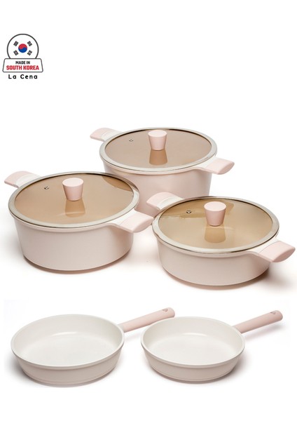 La Cena Pembe 8 Parça Seramik Kaplama Set