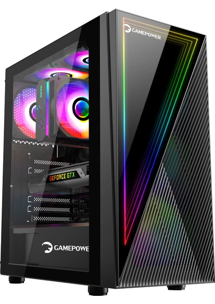 GamePower Ravadin ATX 3* ARGB Infinity Fan Temper Cam Gaming RGB Kontrolcüsü Siyah Kasa