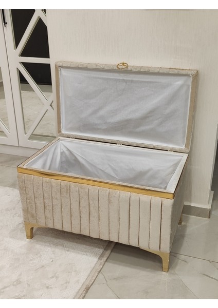 Tek Parça Sütlü Kahve Renk Altın Şeritli Modern Büyük Gelin Çeyiz Sandığı fiyatları